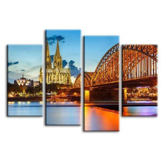 Cologne Cathedral 4 Panels Canvas Wall Art
