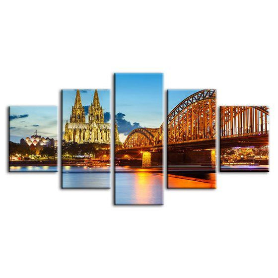 Cologne Cathedral 5 Panels Canvas Wall Art