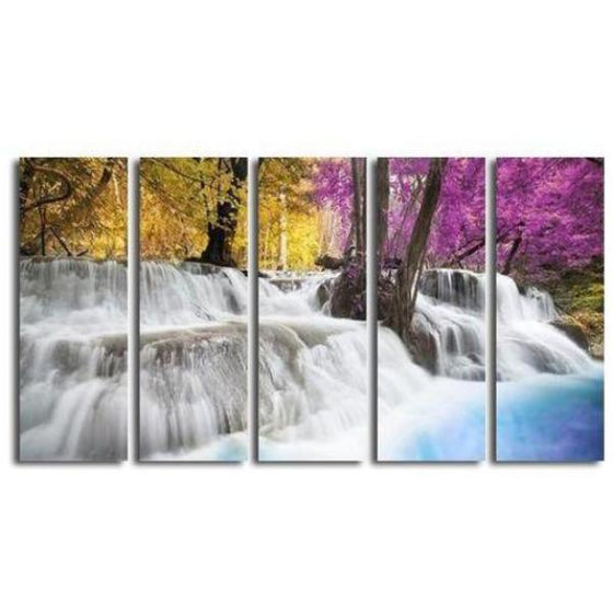 Colored Trees & Waterfalls Canvas Wall Art Ideas