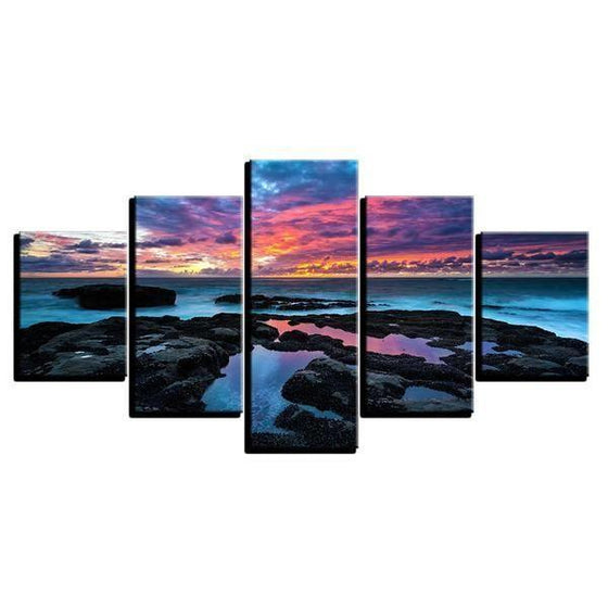 Colorful & Cloudy Sunset Sky Canvas Wall Art  Prints