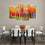 Colorful Autumn Trees 4 Panels Canvas Wall Art Dining Room
