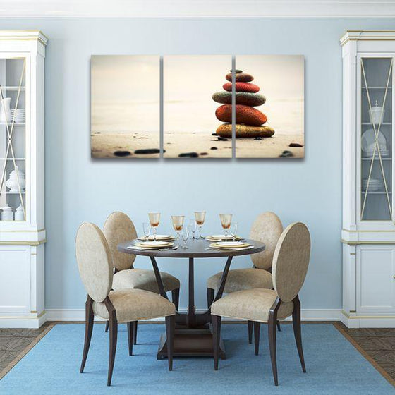 Colorful Balanced Stones 3 Panels Canvas Wall Art Dining Room