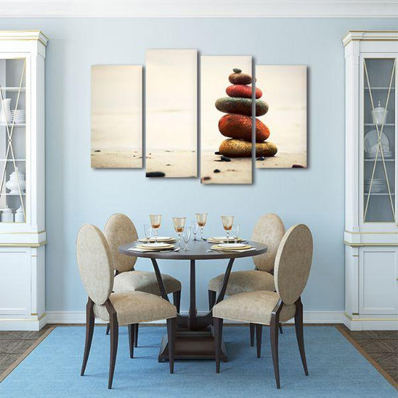 Colorful Balanced Stones 4 Panels Canvas Wall Art Dining Room
