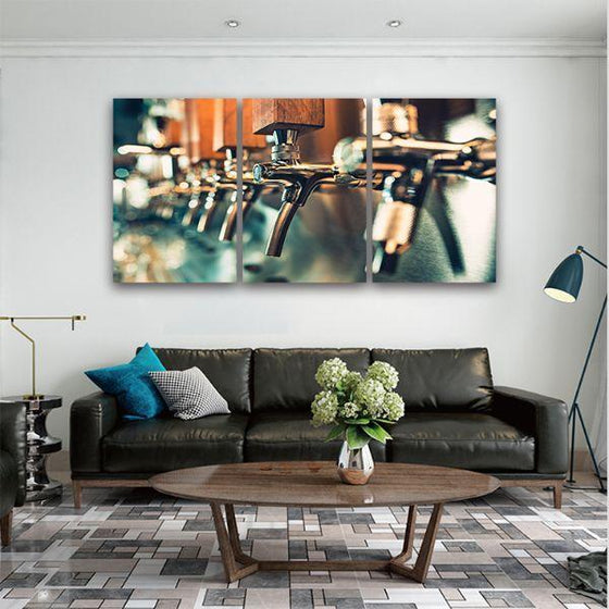 Colorful Beer Taps 3 Panels Canvas Wall Art Set