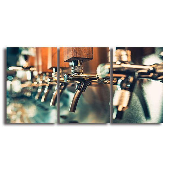Colorful Beer Taps 3 Panels Canvas Wall Art