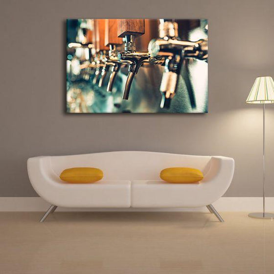 Colorful Beer Taps Canvas Wall Art Print