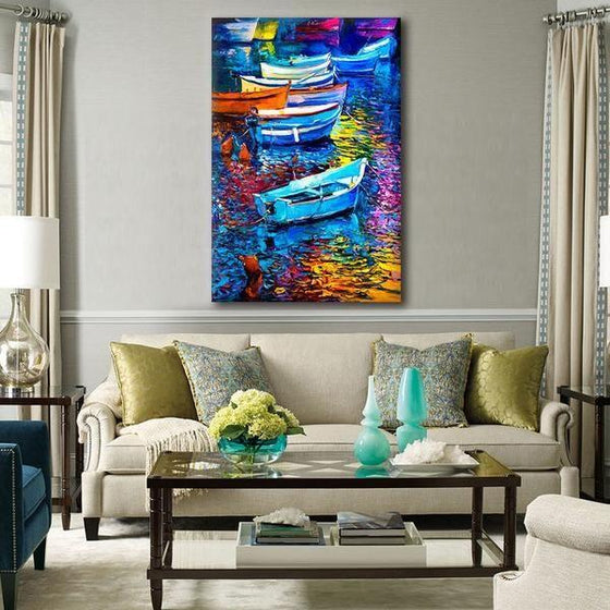 Colorful Boats Wall Art Living Room