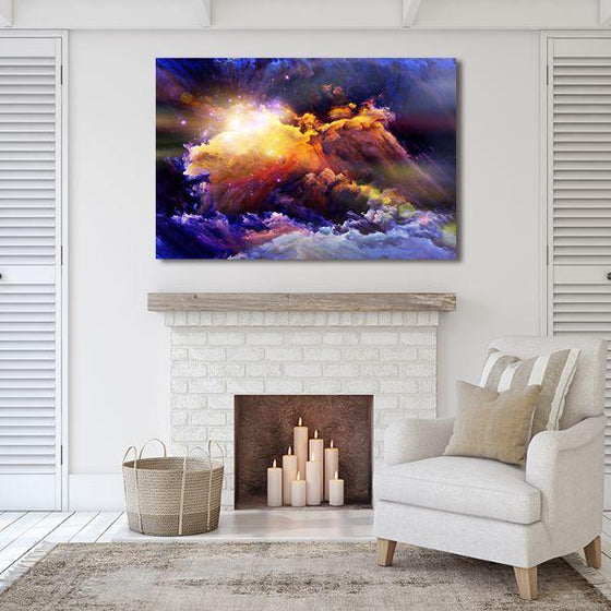 Colorful Bright Clouds Abstract Canvas Wall Art Living Room