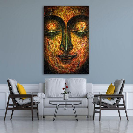 Colorful Buddha Face Canvas Wall Art Living Room