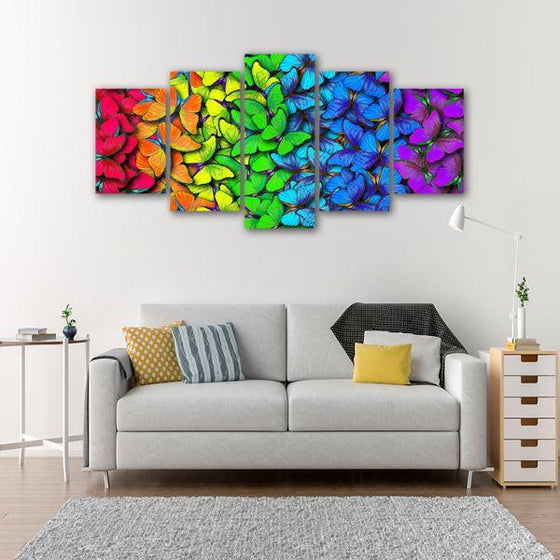 Colorful Butterflies 5 Panels Canvas Wall Art Living Room