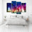 Colorful City Night Lights 4-Panel Canvas Wall Art Bedroom