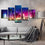 Colorful City Night Lights 5-Panel Canvas Wall Art Living Room