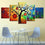 Abstract Tree Leaves Canvas Wall Art Dining Room