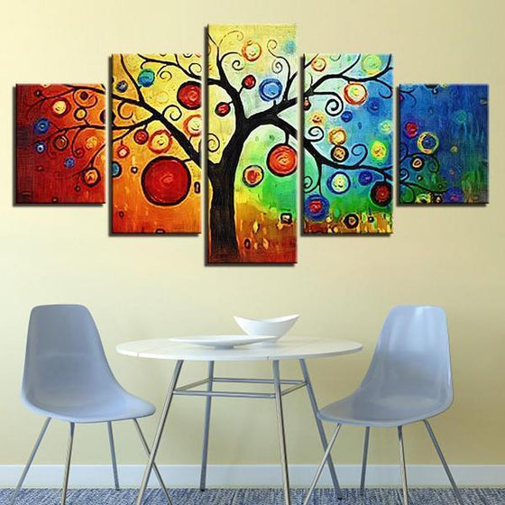 Abstract Tree Leaves Canvas Wall Art Dining Room