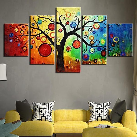 Abstract Tree Leaves Canvas Wall Art Living Room
