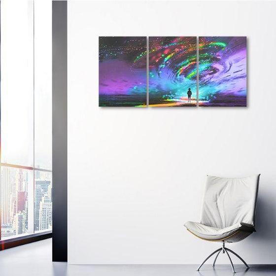 Colorful Cosmic Storm 3 Panels Canvas Wall Art Bedroom