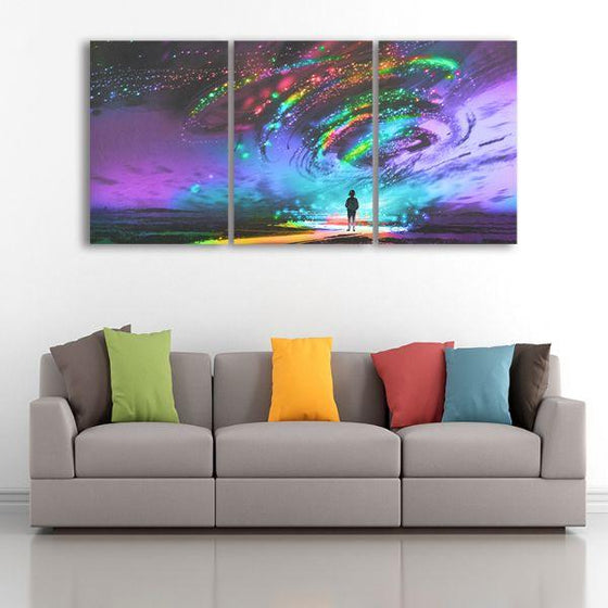 Colorful Cosmic Storm 3 Panels Canvas Wall Art Living Room