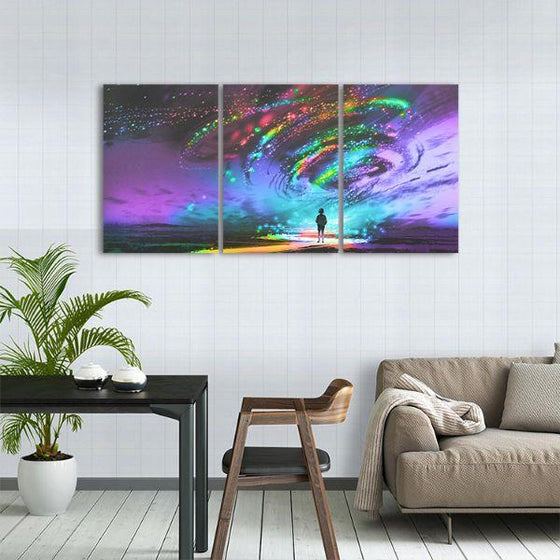 Colorful Cosmic Storm 3 Panels Canvas Wall Art Dining Room