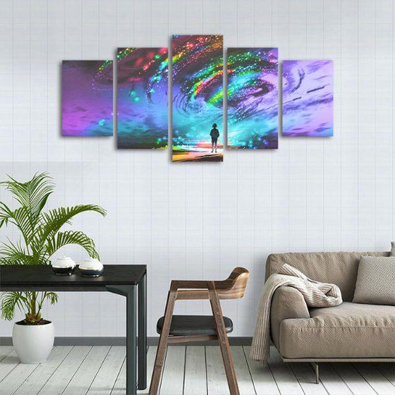 Colorful Cosmic Storm 5 Panels Canvas Wall Art Dining Room