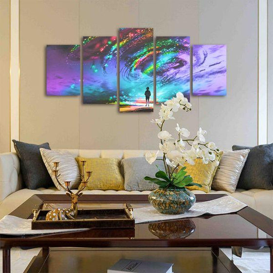 Colorful Cosmic Storm 5 Panels Canvas Wall Art Living Room
