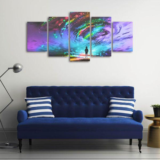 Colorful Cosmic Storm 5 Panels Canvas Wall Art Office