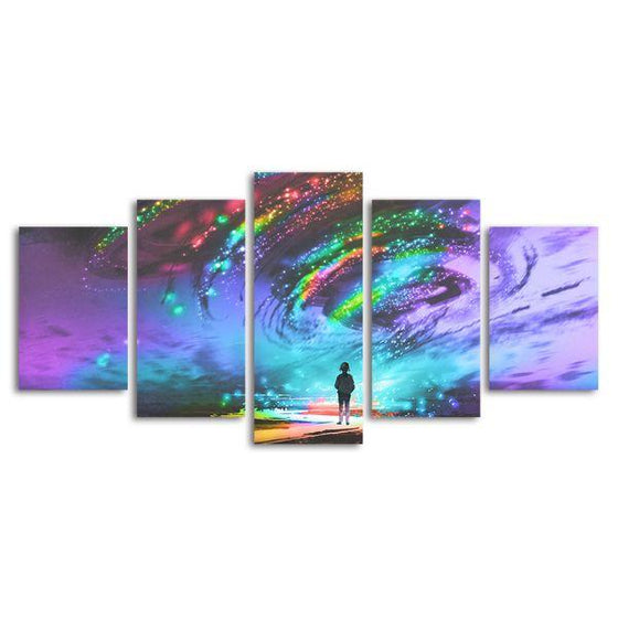 Colorful Cosmic Storm 5 Panels Canvas Wall Art