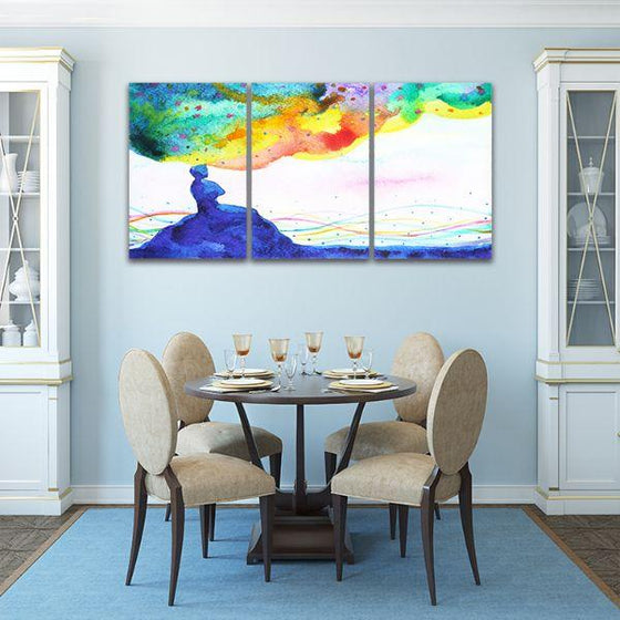 Colorful Fantasy 3 Panels Abstract Canvas Wall Art Dining Room