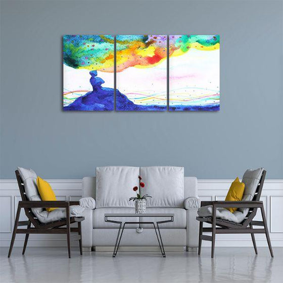 Colorful Fantasy 3 Panels Abstract Canvas Wall Art Living Room