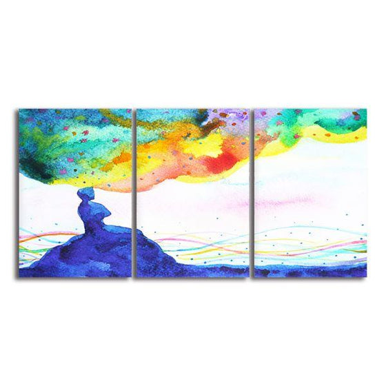 Colorful Fantasy 3 Panels Abstract Canvas Wall Art
