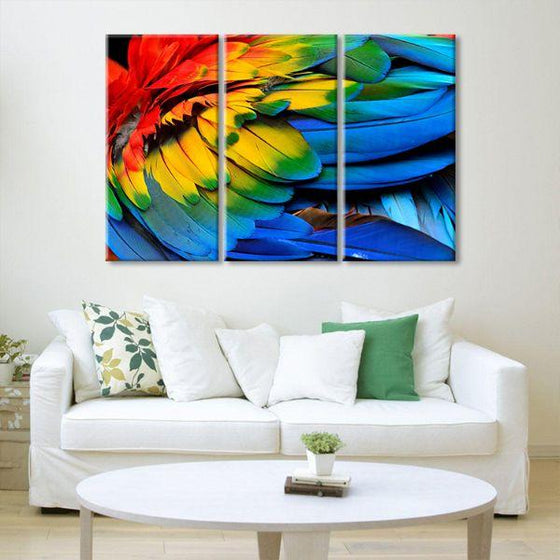 Colorful Feathers 3 Panels Canvas Wall Art Living Room