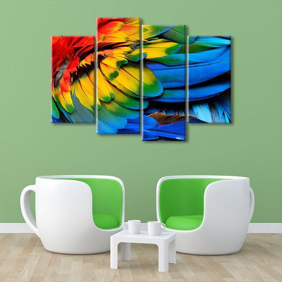 Colorful Feathers 4 Panels Canvas Wall Art Decor
