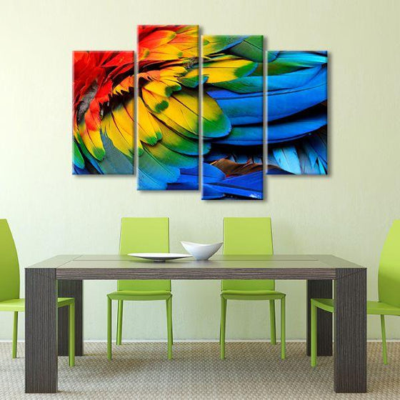 Colorful Feathers 4 Panels Canvas Wall Art Dining Room