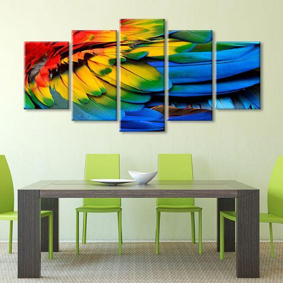 Colorful Feathers 5 Panels Canvas Wall Art Decor