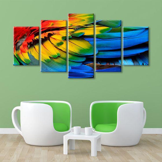 Colorful Feathers 5 Panels Canvas Wall Art Set