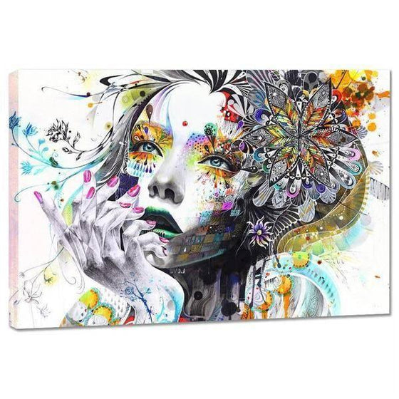 Colorful Floral Lady Wall Art Canvas