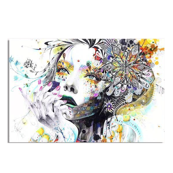 Colorful Floral Lady Canvas Art