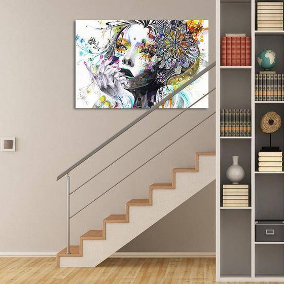 Colorful Floral Lady Wall Art Decor