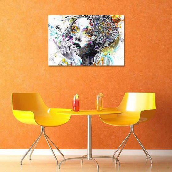 Colorful Floral Lady Wall Art Dining Room