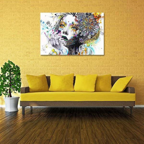 Colorful Floral Lady Wall Art Living Room