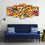 Colorful Fusilli Pasta 5-Panel Canvas Wall Art Decor