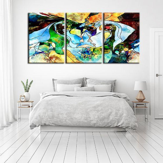 Colorful Geometric Figures 3-Panel Canvas Wall Art Bedroom