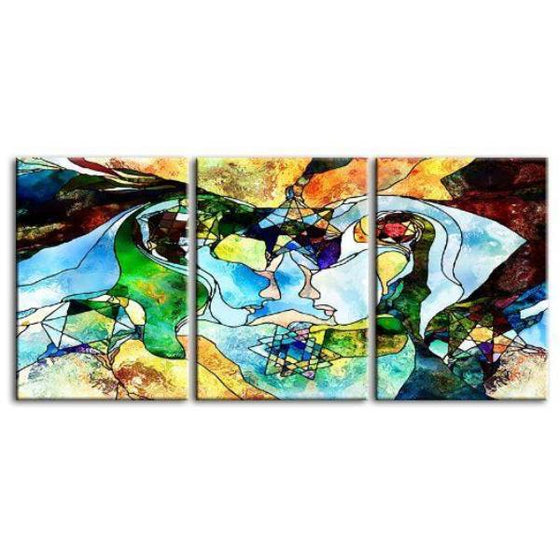 Colorful Geometric Figures 3-Panel Canvas Wall Art