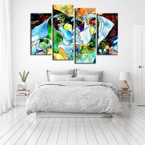Colorful Geometric Figures 4-Panel Canvas Wall Art Bedroom