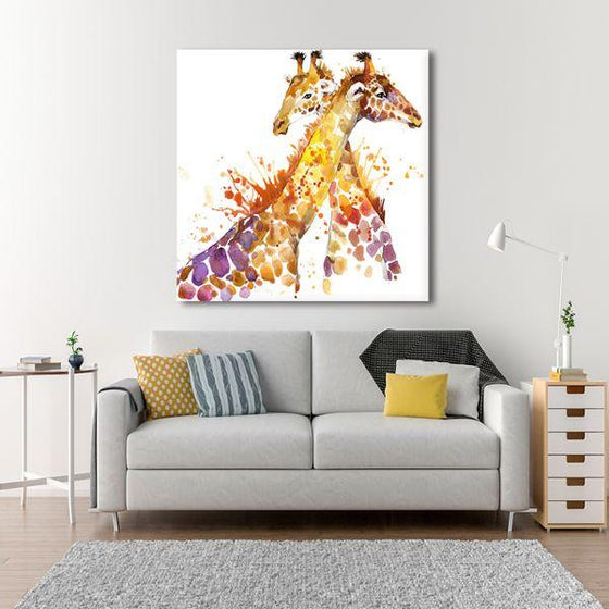Colorful Giraffes Canvas Wall Art Living Room