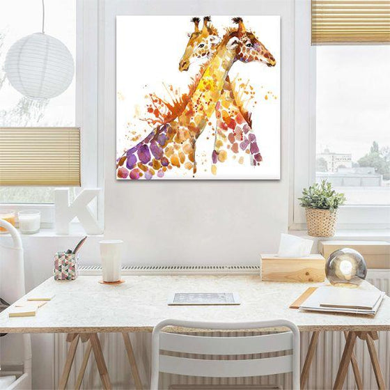 Colorful Giraffes Canvas Wall Art Office