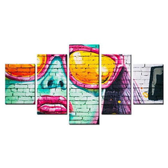 Colorful Graffiti Woman Wall Art Canvas
