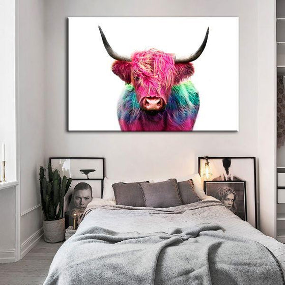 Colorful Highland Cow Canvas Wall Art Bedroom
