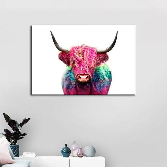 Colorful Highland Cow Canvas Wall Art Decor