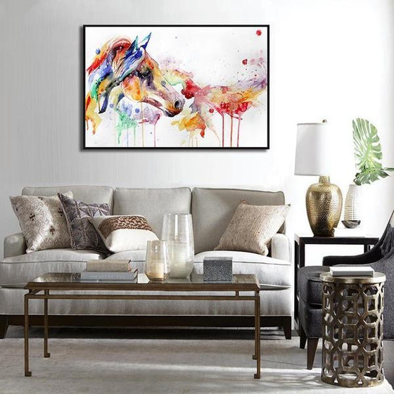 Colorful Horse Figure Canvas Wall Art Living Room