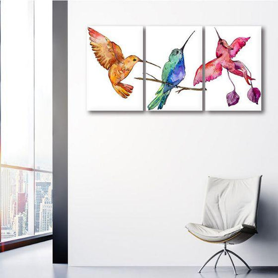 Colorful Hummingbirds Canvas Wall Art Decor